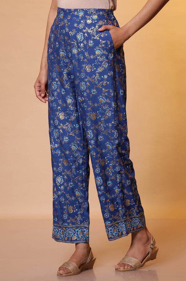Blue Floral Printed Palazzo