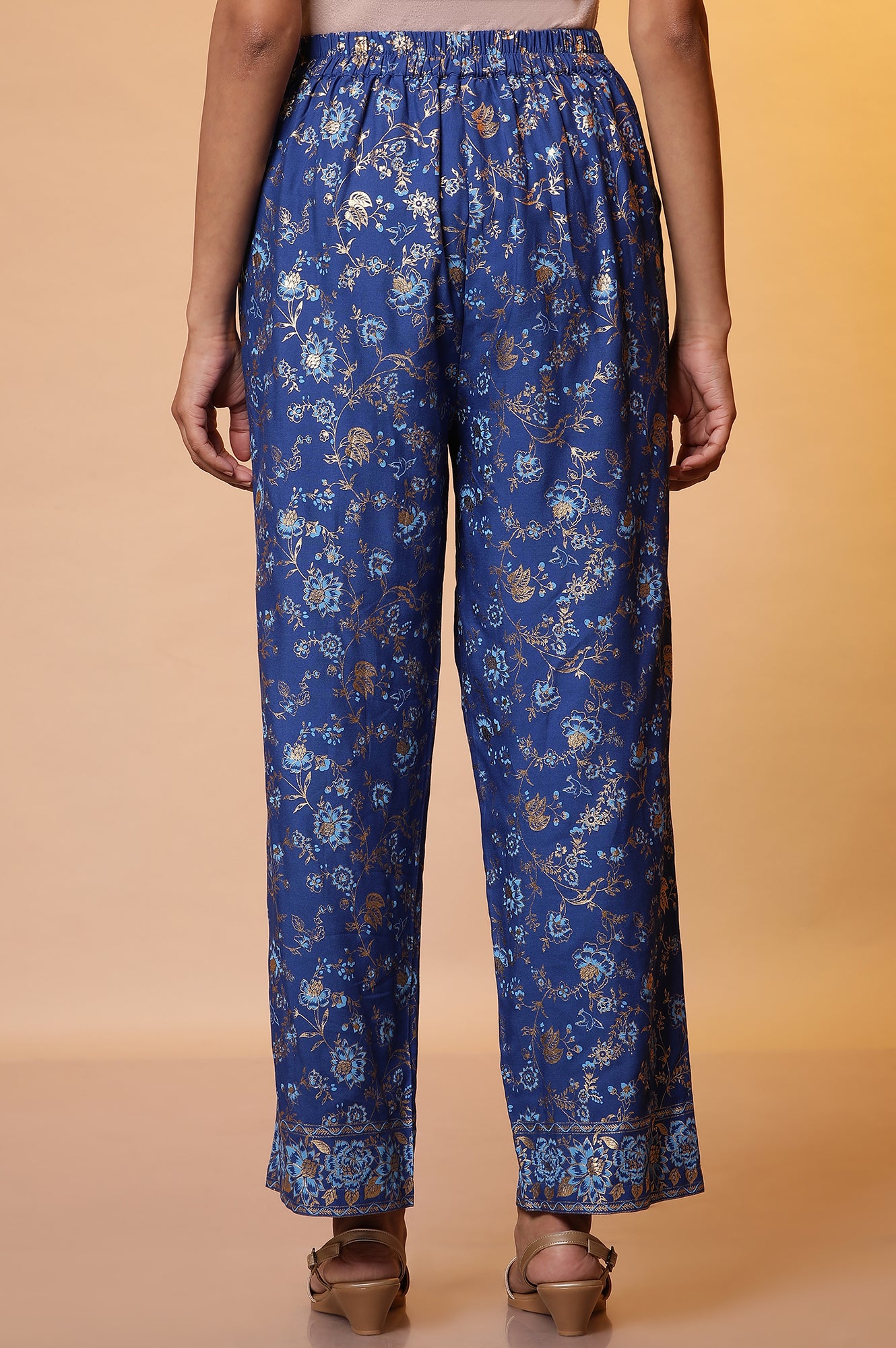 Blue Floral Printed Palazzo