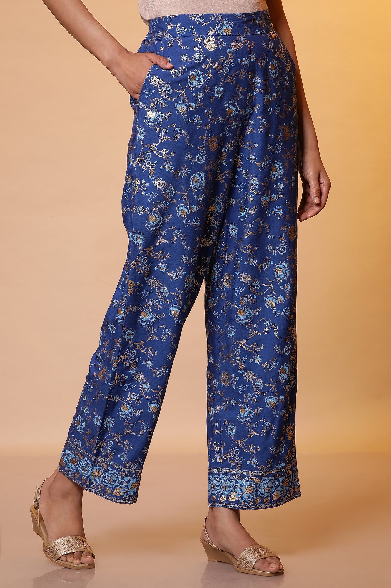 Blue Floral Printed Palazzo