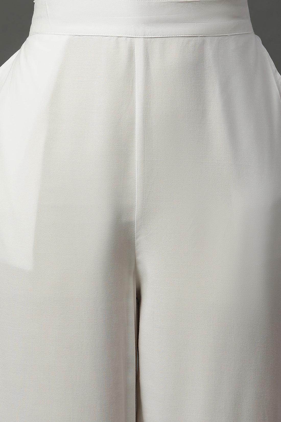 White Schiffli Embroidered Narrow Palazzo