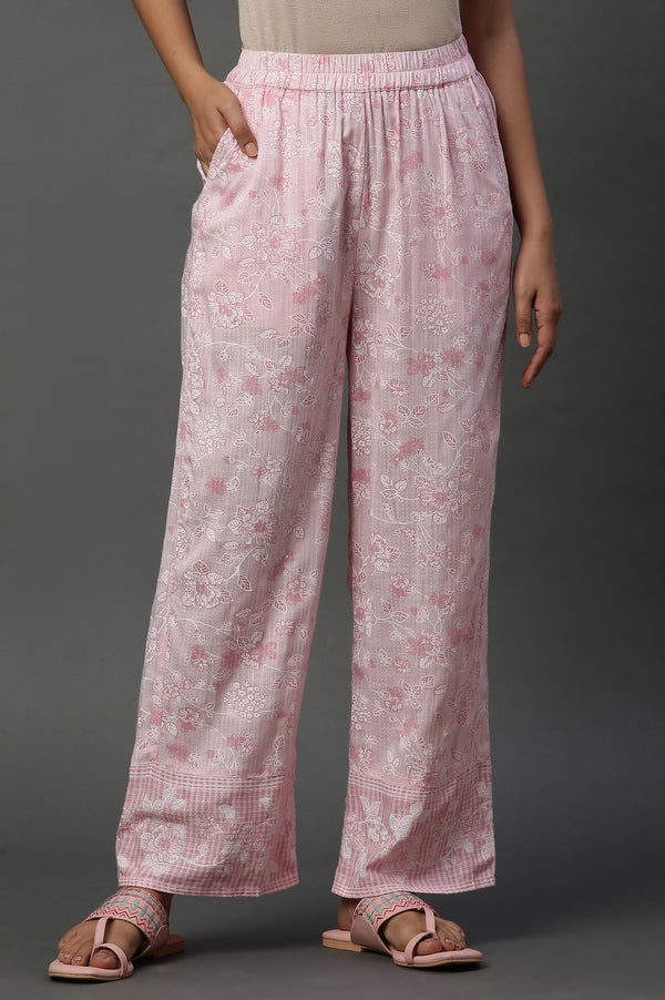 Pink Floral Printed Narrow Palazzos