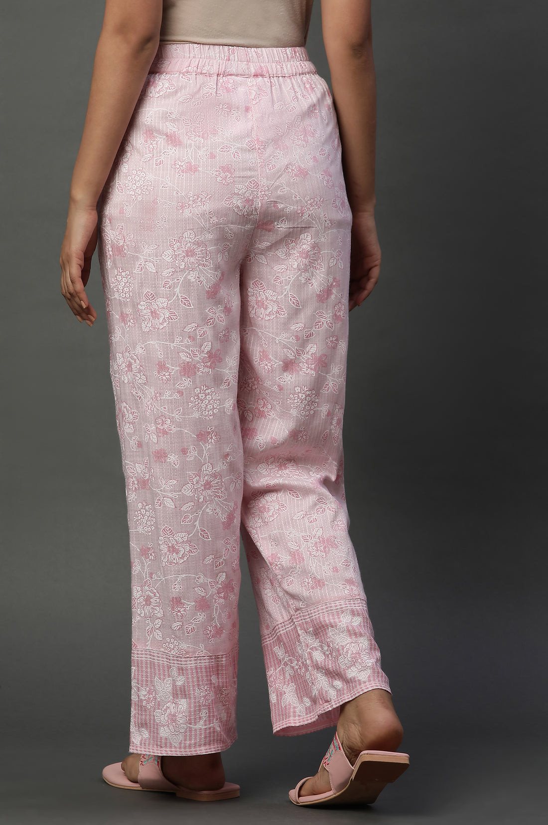 Pink Floral Printed Narrow Palazzos