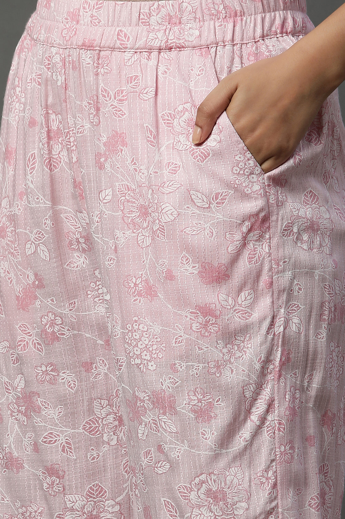 Pink Floral Printed Narrow Palazzos
