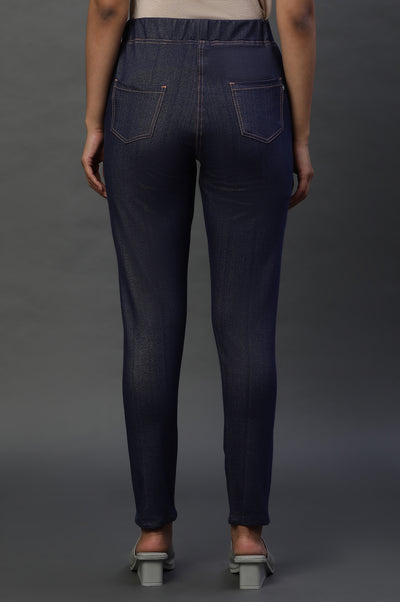 Blue Knitted Jeggings
