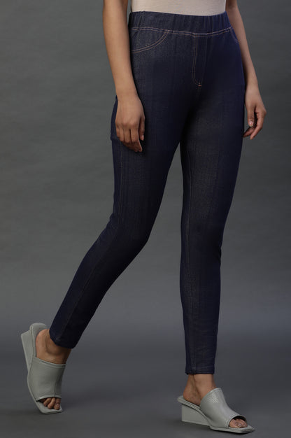 Blue Knitted Jeggings