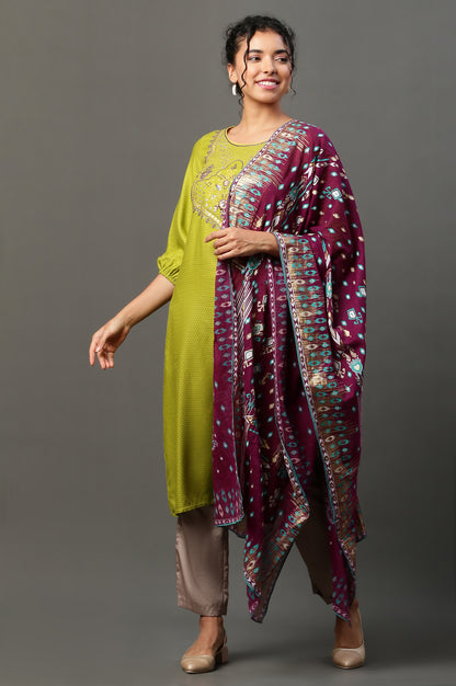 Purple Ikkat Printed Dupatta