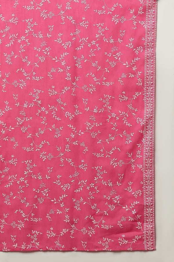Pink Floral Printed Dupatta with Borders