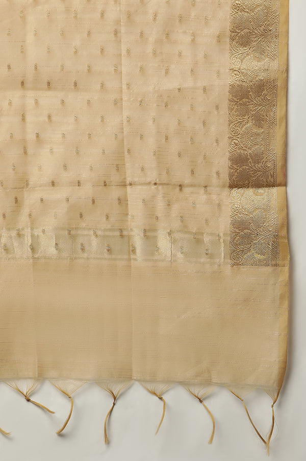 Gold Polka Dot Printed Banarasi Dupatta