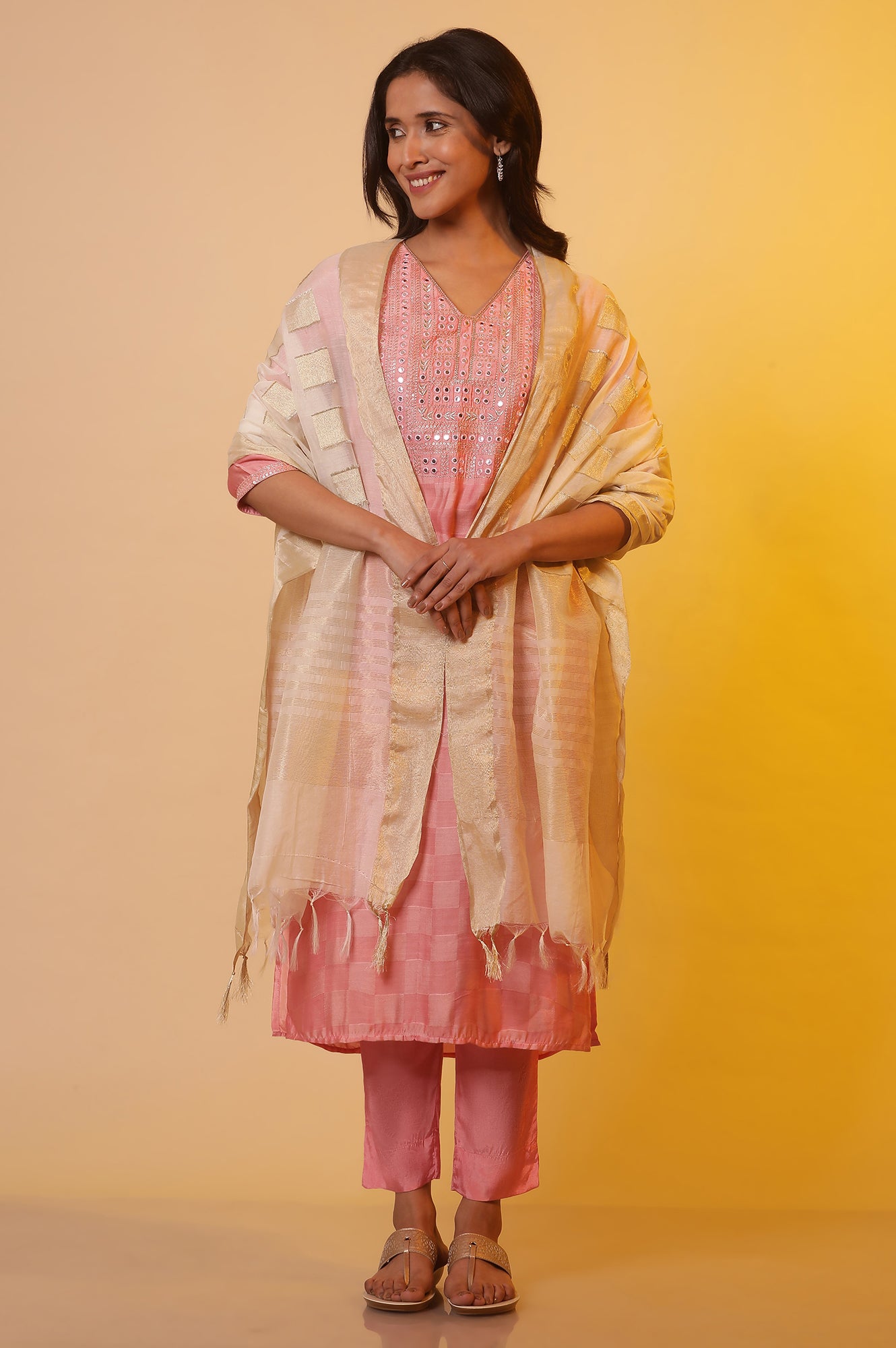 Off-White Banarasi Yarn-Dyed Dupatta