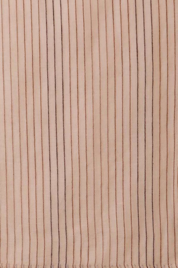 Beige Striped Cotton Dupatta