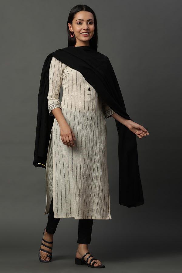 Black Geometric Print Rectangular Cotton Dupatta
