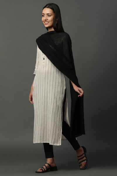 Black Cotton Geometric Printed Dupatta