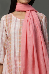 Peach Yarn-Dyed Cotton Dupatta