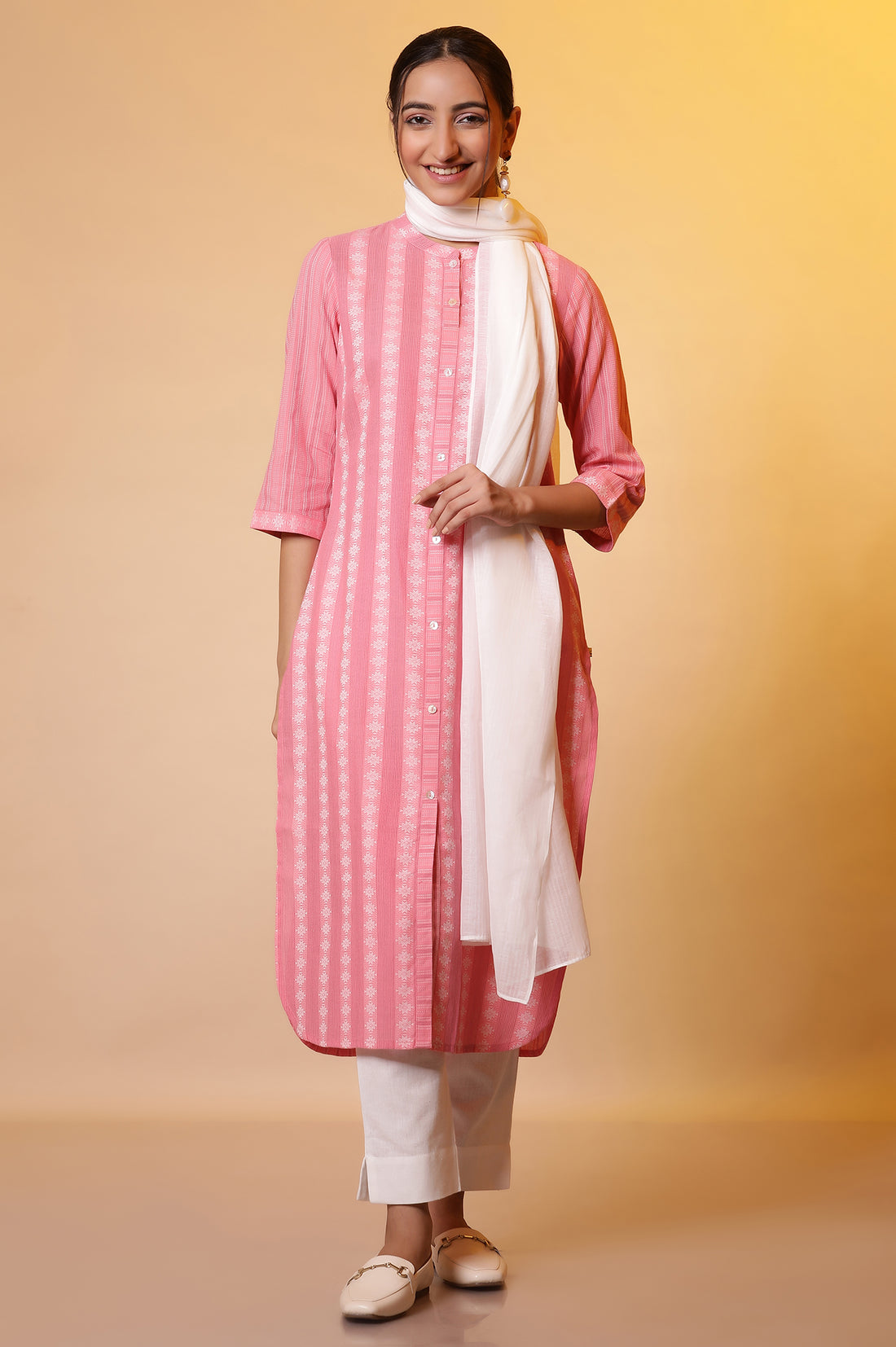 White Yard Dyed Pure Cotton Soft Dupatta