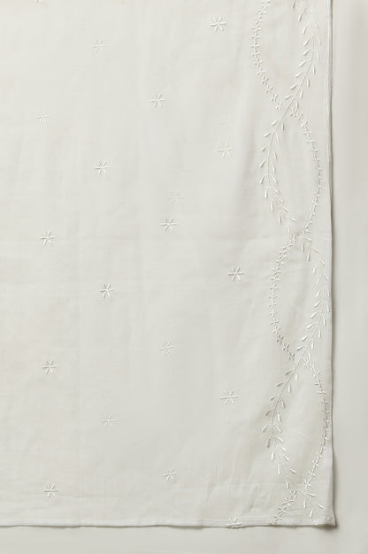 White Embroidered Schiffli Cotton Dupatta