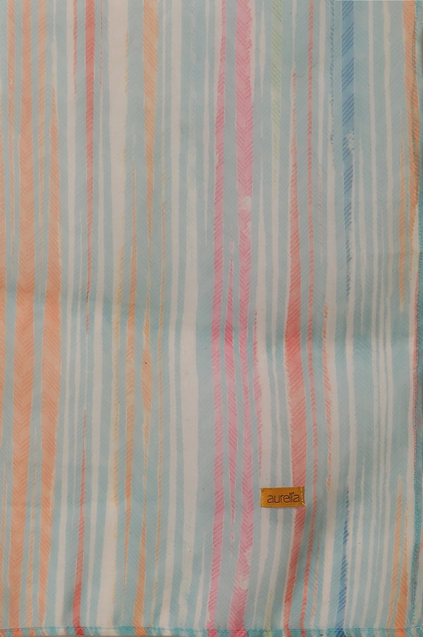 Blue Striped Organza Stole