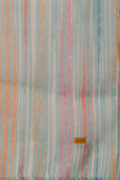 Blue Striped Organza Stole