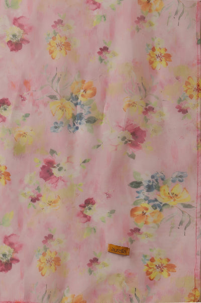 Baby Pink Striped Organza Stole