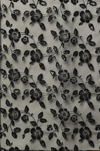 Black Floral Printed Rectangular Cotton Dupatta