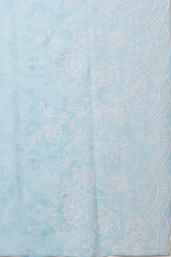 White Floral Printed Kurta, Palazzos and Dupatta Set