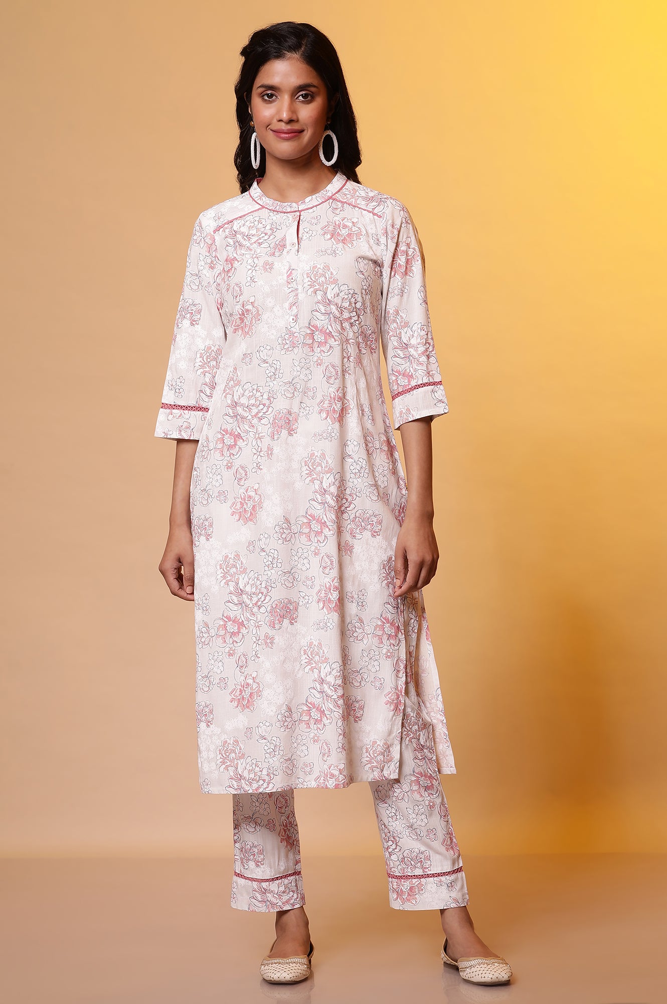 Pink Floral Printed Kurta and Palazzo Co-ord Set