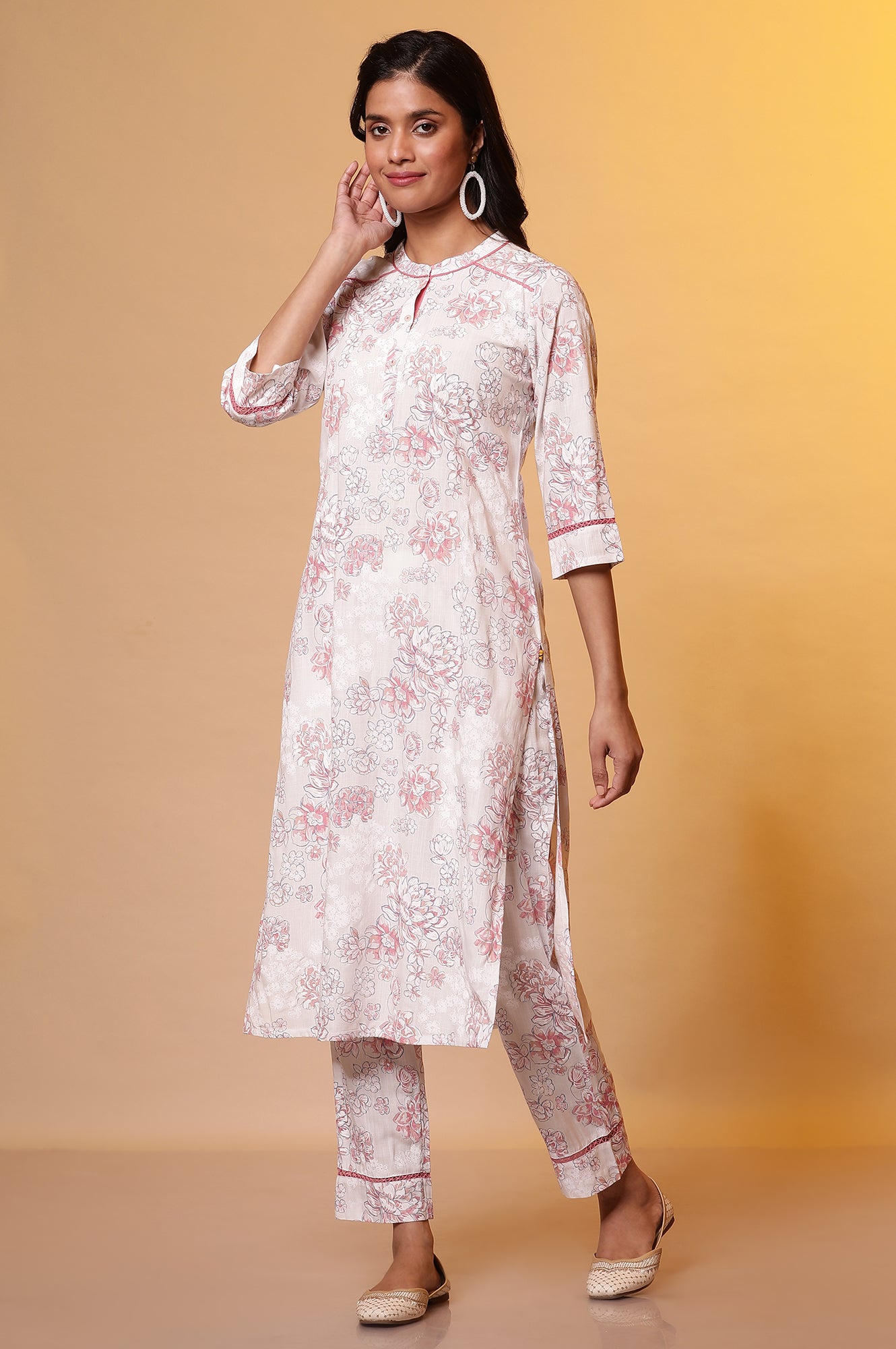 Pink Floral Printed Kurta and Palazzo Co-ord Set