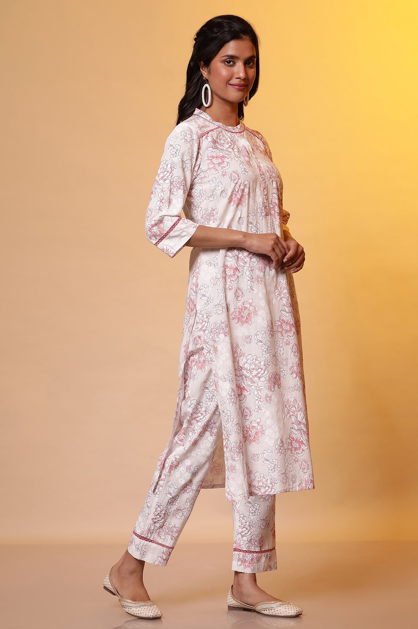 Pink Floral Printed Kurta and Palazzo Co-ord Set