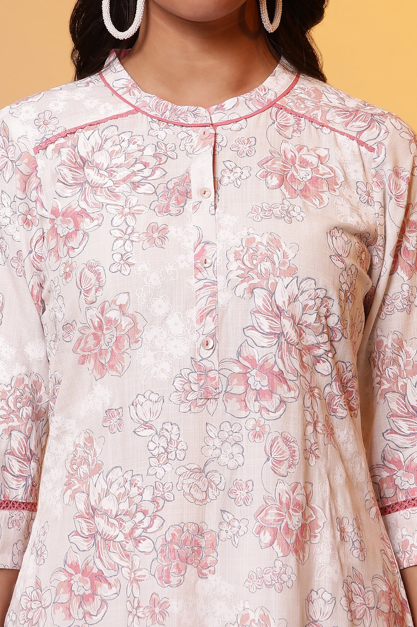 Pink Floral Printed Kurta and Palazzo Co-ord Set