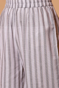 Grey Stripe Printed Cotton Kurta and Palazzo Set