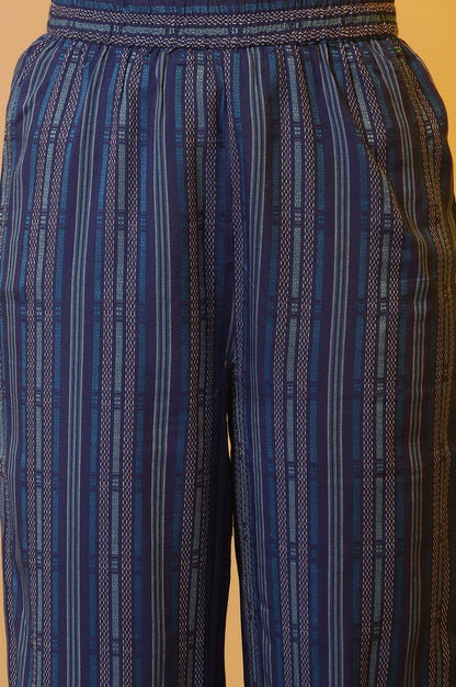 Blue Striped Yarn-Dyed Kurta and Trouser Co-ord Set