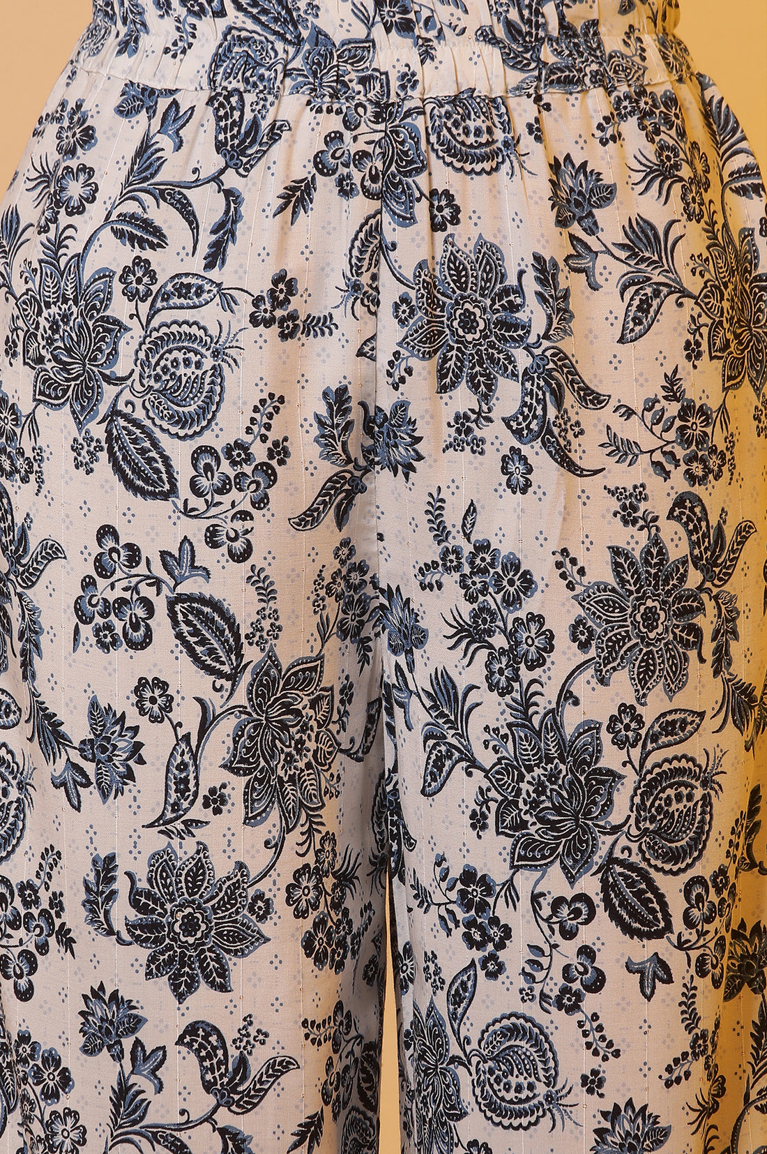 White Floral Printed Kurta and Palazzo Co-ord Set