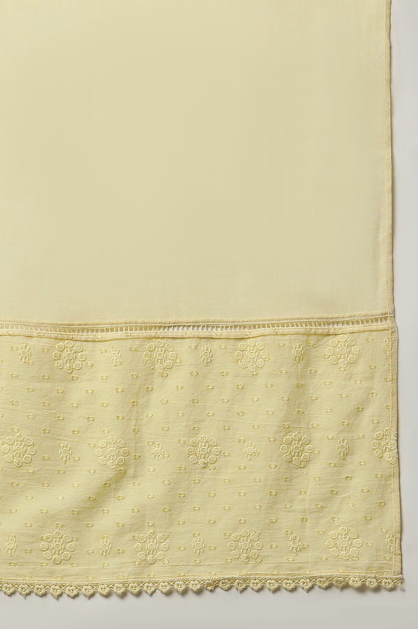 Yellow Schiffli Lace Kurta, Pants and Dupatta
