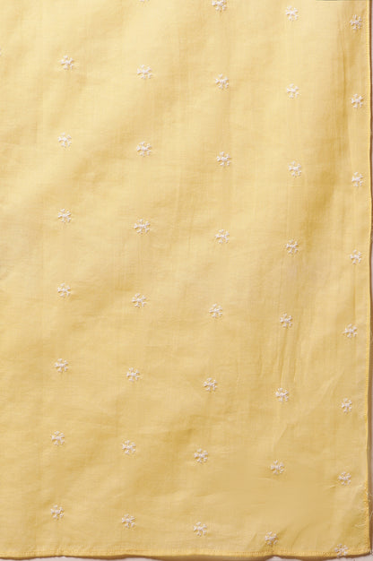 Yellow Schiffli Embroidered Kurta, Pants and Dupatta Set