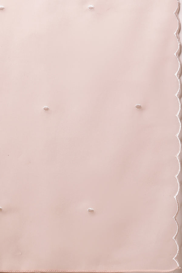 Pink Schiffli Embroidered Kurta, Pants and Dupatta