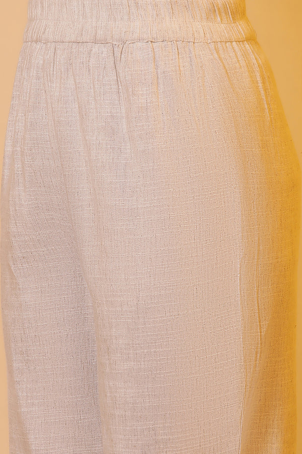 Off-White Schiffli Embroidered Kurta, Pants and Dupatta Set