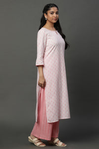 Off White Floral Printed Kurta, Palazzos and Dupatta Set