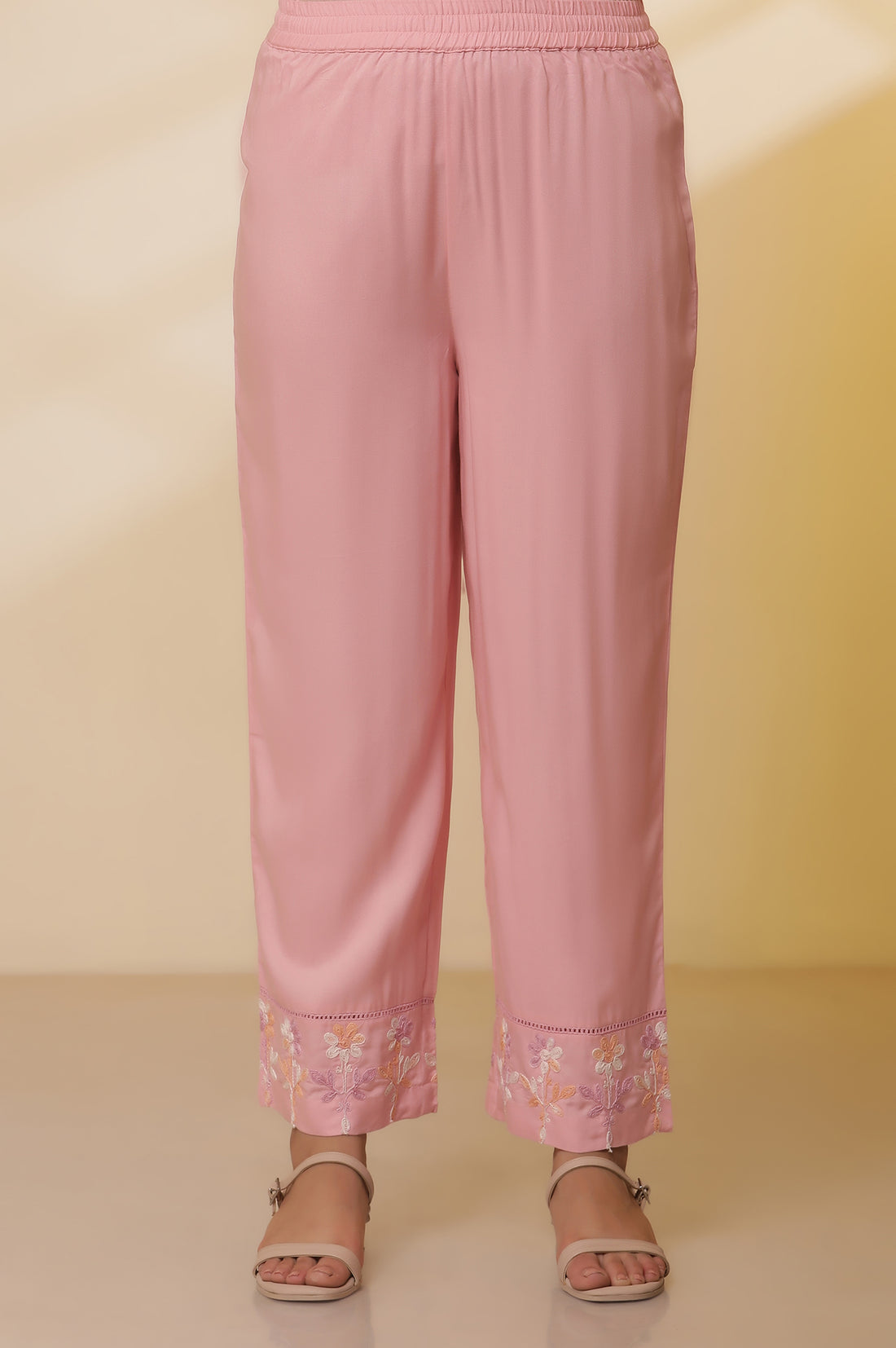 Pink Schiffli Embroidered Kurta, Pants and Ombre Dupatta Set