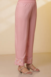 Pink Schiffli Embroidered Kurta, Pants and Ombre Dupatta Set
