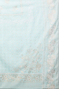 White Floral Foil Printed Kurta, Palazzo and Dupatta Set