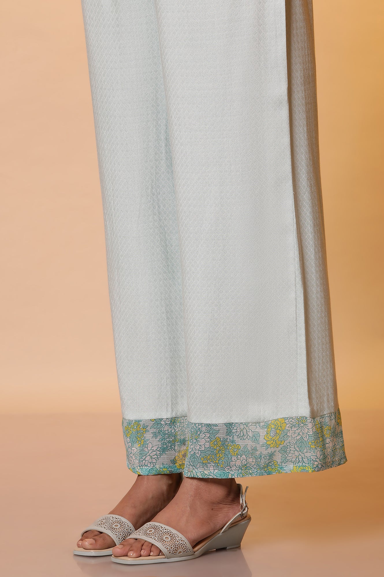 Mint Blue Embroidered Sleeveless Kurta, Palazzo and Dupatta