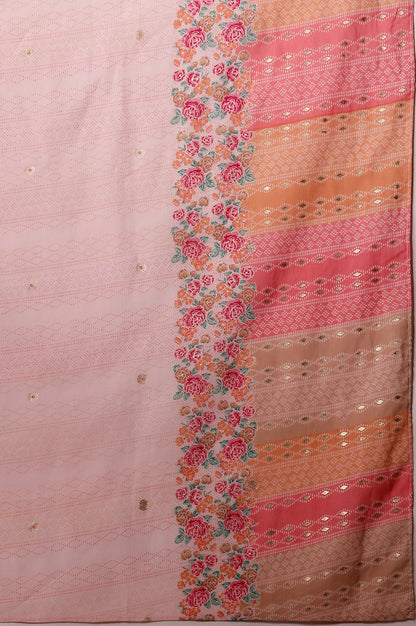 Pastel Pink Embroidered Kurta, Palazzo Pants and Dupatta Set