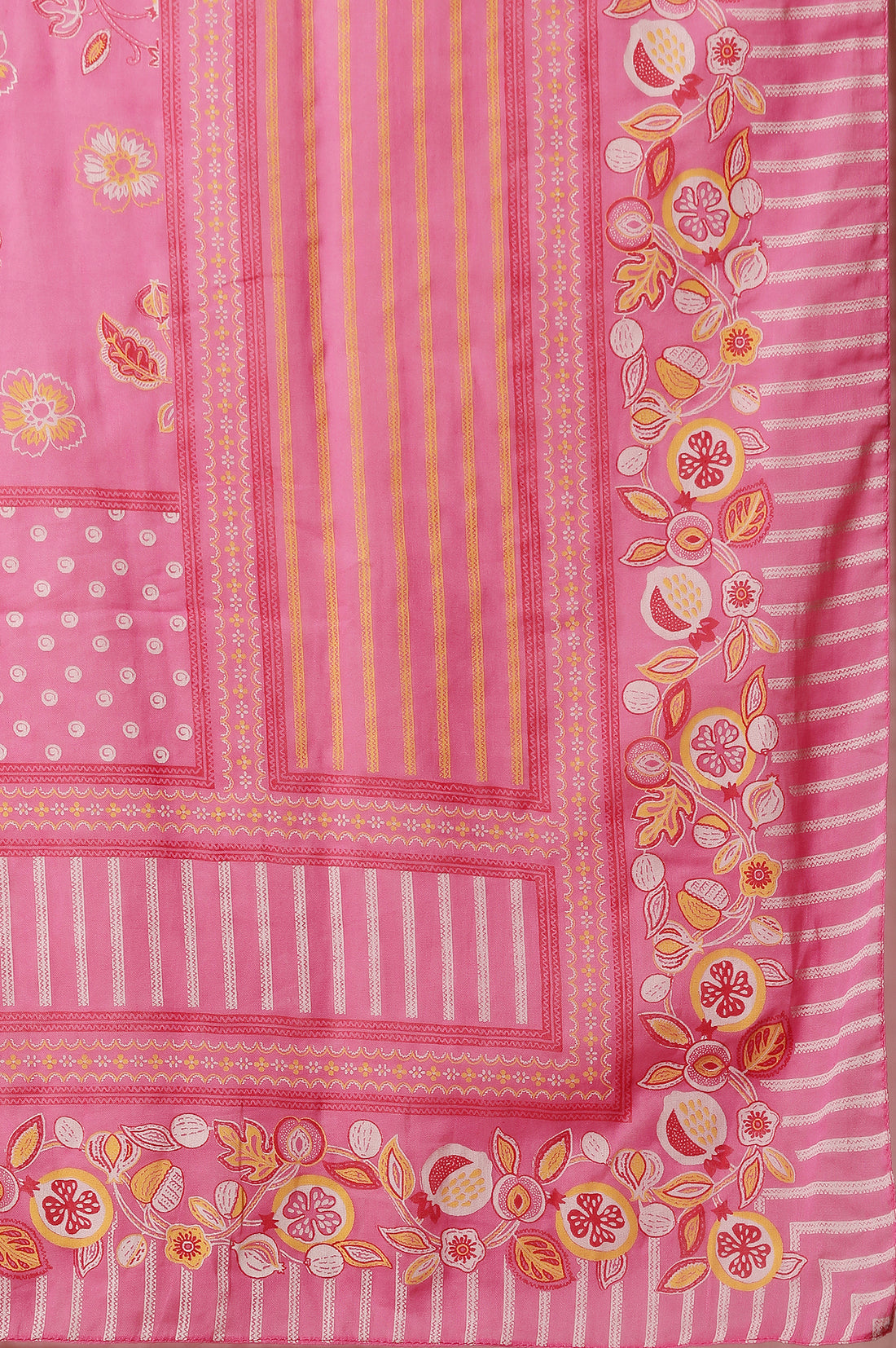 White Floral Printed Cotton Kurta, Palazzos and Dupatta Set