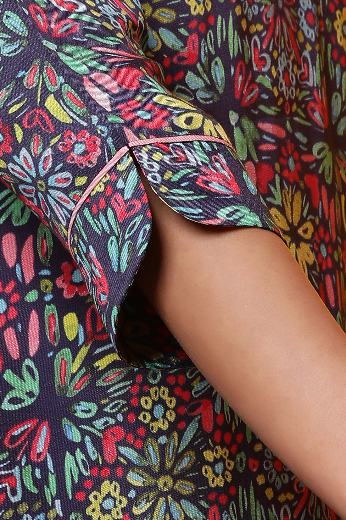 Blue Floral Printed Straight Kurta, Pants and Dupatta Set