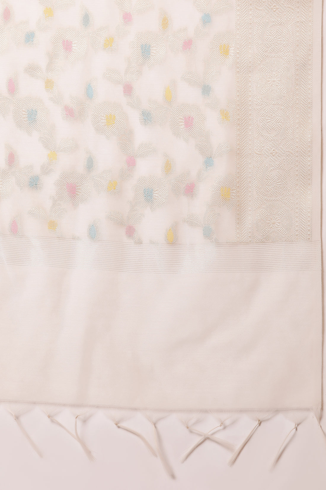 Blue Yarn-Dyed Anarkali Kurta, Tights and Dupatta Set