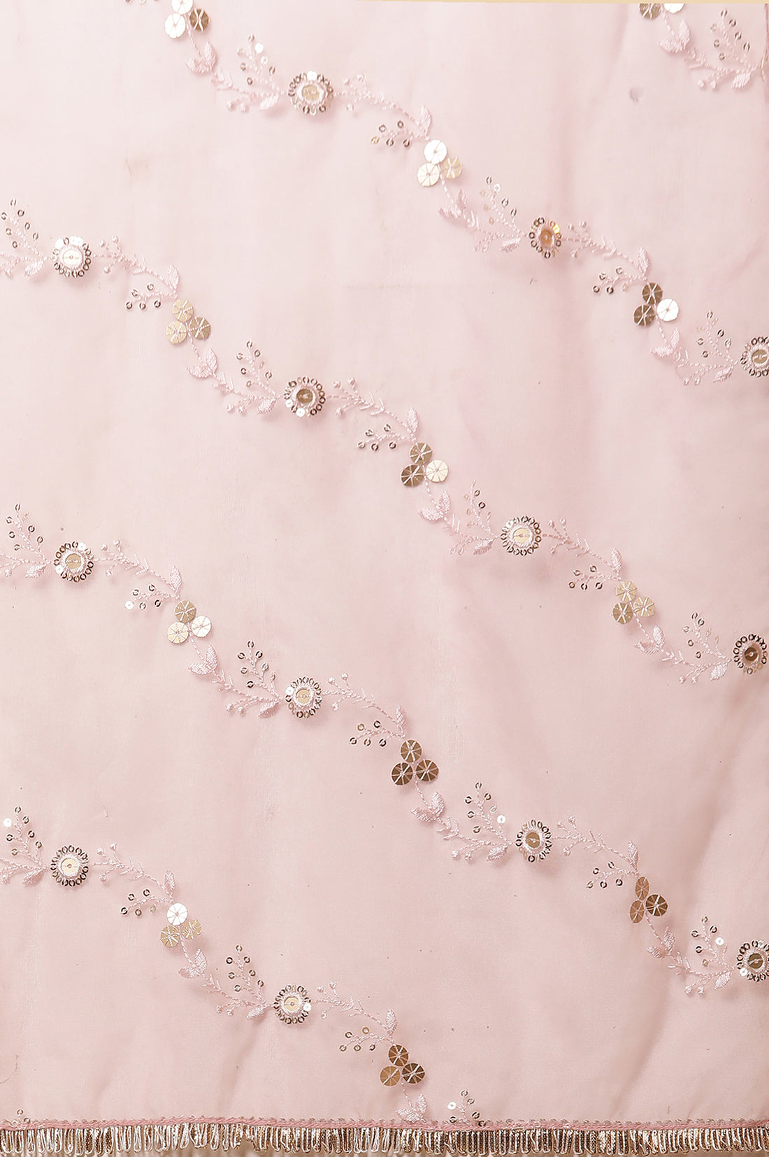 Pink Jacquard Festive Crop Top, Skirt and Dupatta Set