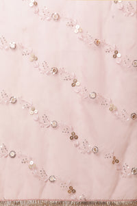 Pink Jacquard Festive Crop Top, Skirt and Dupatta Set