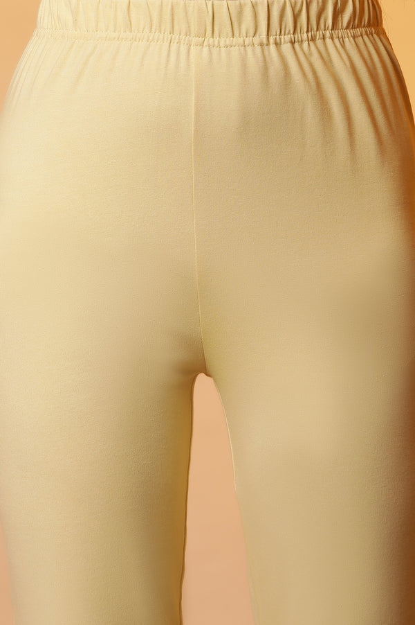 Yellow Embellished Anarkali Kurta, Tights and Dupatta Set