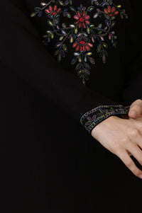 Black Thread Embroidered Straight Winter Kurta with Palazzo Set