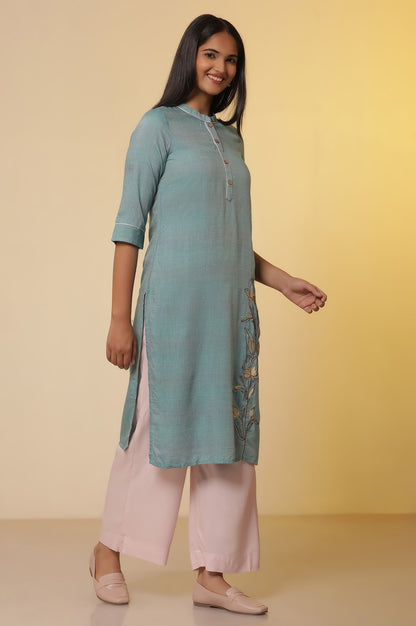 Blue-Thread-Embroidered-Straight-Kurta-and-Palazzo-Set