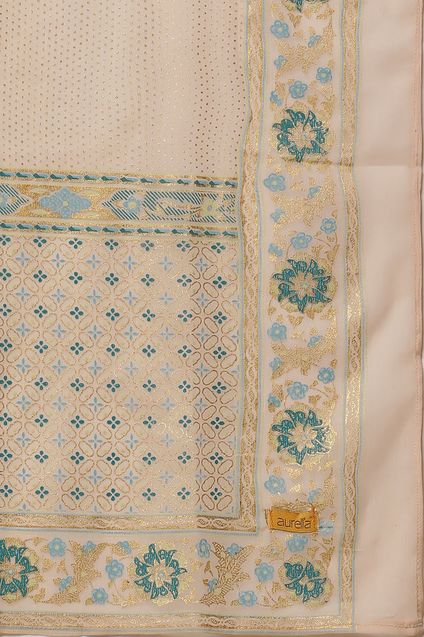 Purple Foil Printed Sequined LIVA Kurta, Printed Culottes and Dupatta Set